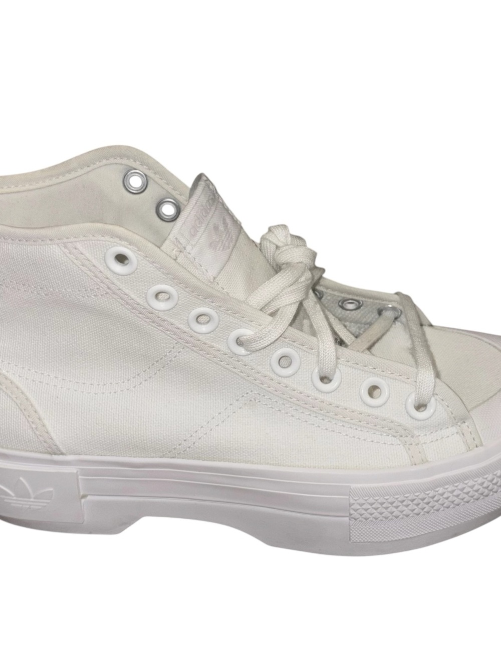 Adidas Woman’s Nizza Trek High Top Platform Canvas Shoes Size 8 White/Cream